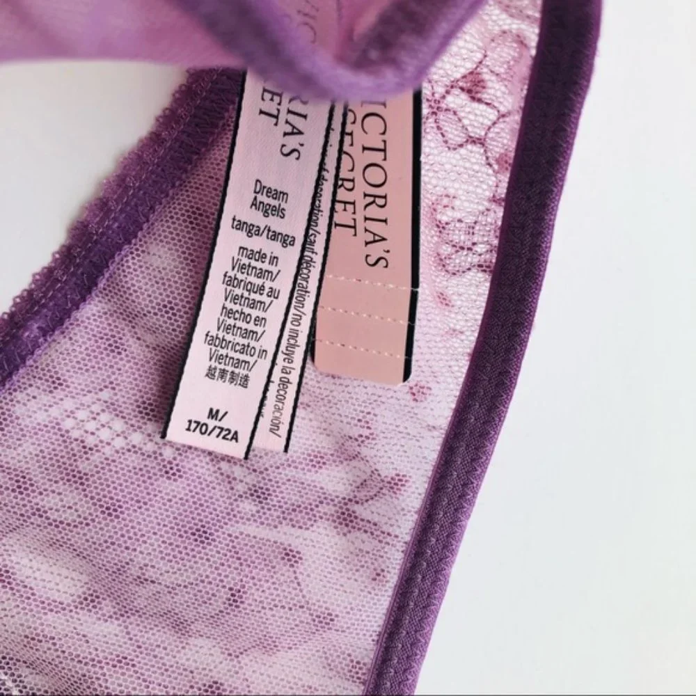 Victoria's Secret Lavender Sheer Lace Underwire Bra & Bikini Set with Sequins
